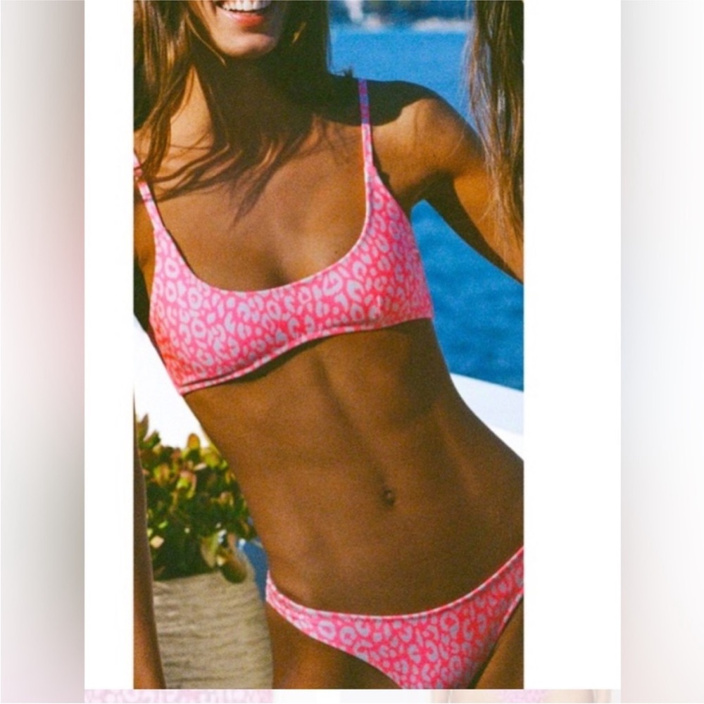 Pink Leopard Print Triangl Bikini